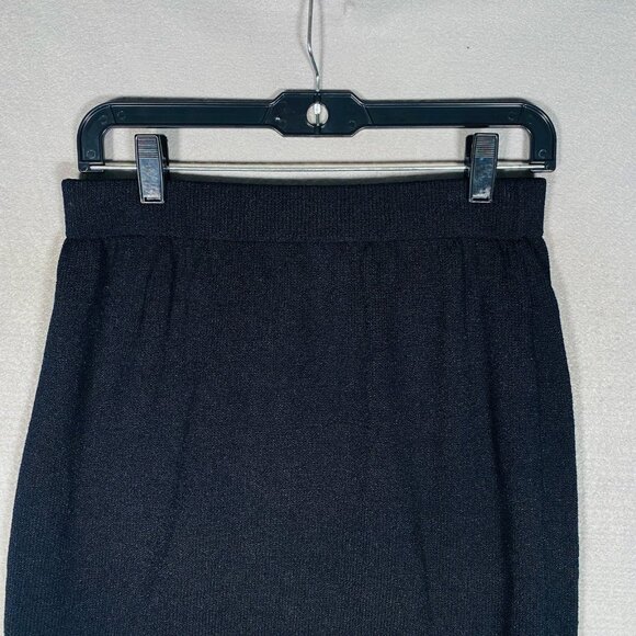St John Skirt Womens 10 Black Santana Knit Pull On Pencil Quite Luxury Old Money - Picture 3 of 9